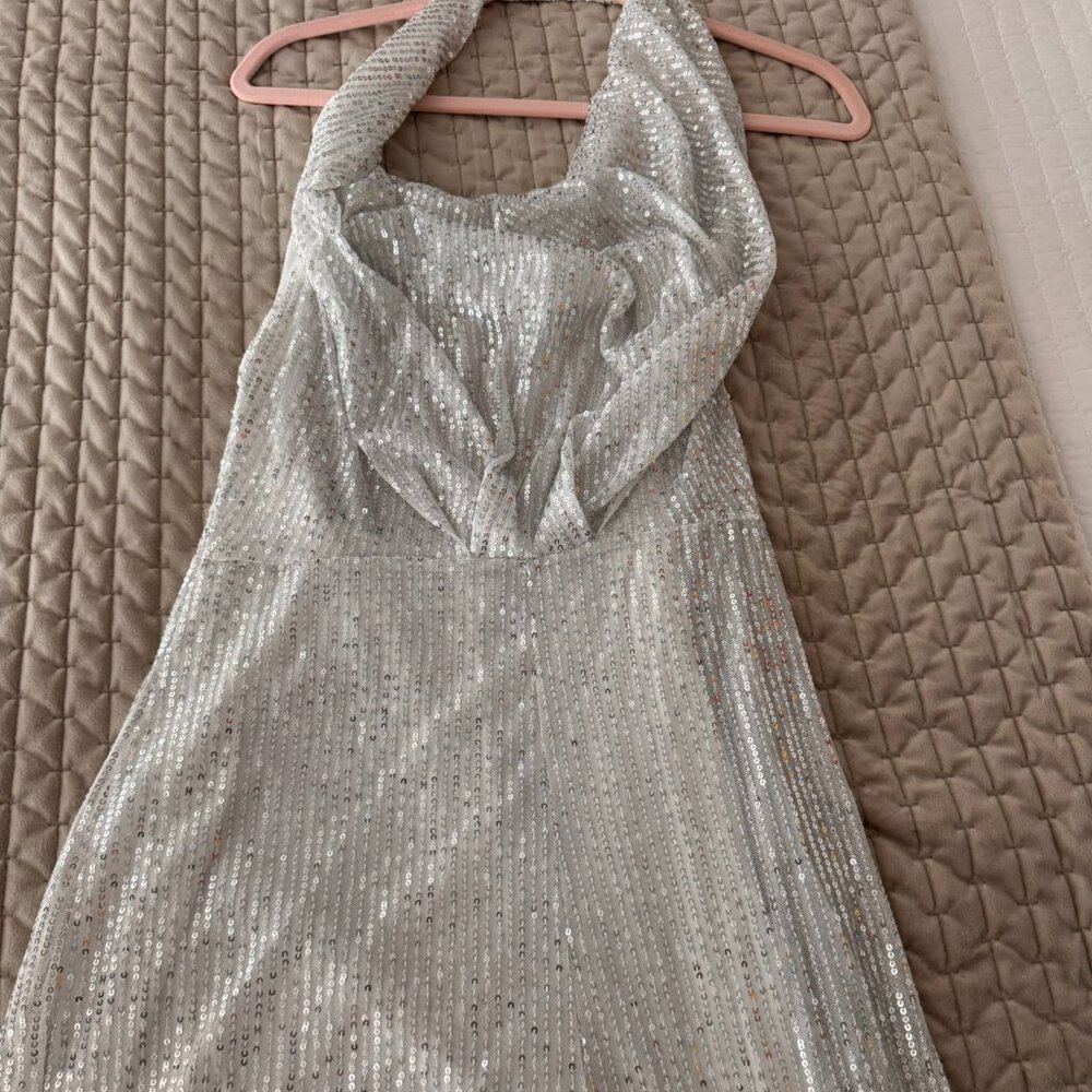 Sparkly halter cowlneck jumpsuit